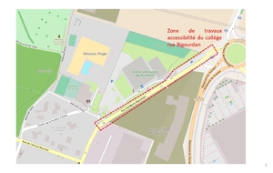 🚧 Travaux Rue Guillaume Bigourdan – Informations importantes pour l’accès au gymnase ! 🏀